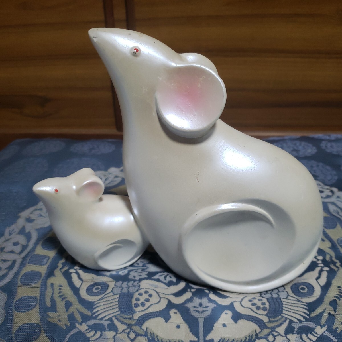 干支 ネズミ 陶器 置物 民芸 和風 民芸品 縁起物 レトロ 大きめ 高さ:約19cm拍卖