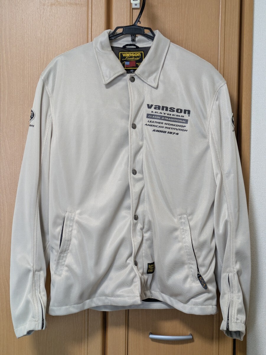 バンソン VSE25106SS バイクウェア コーチジャケット メッシュ ストレッチ メンズ  アイボリー  VANSON 中古拍卖