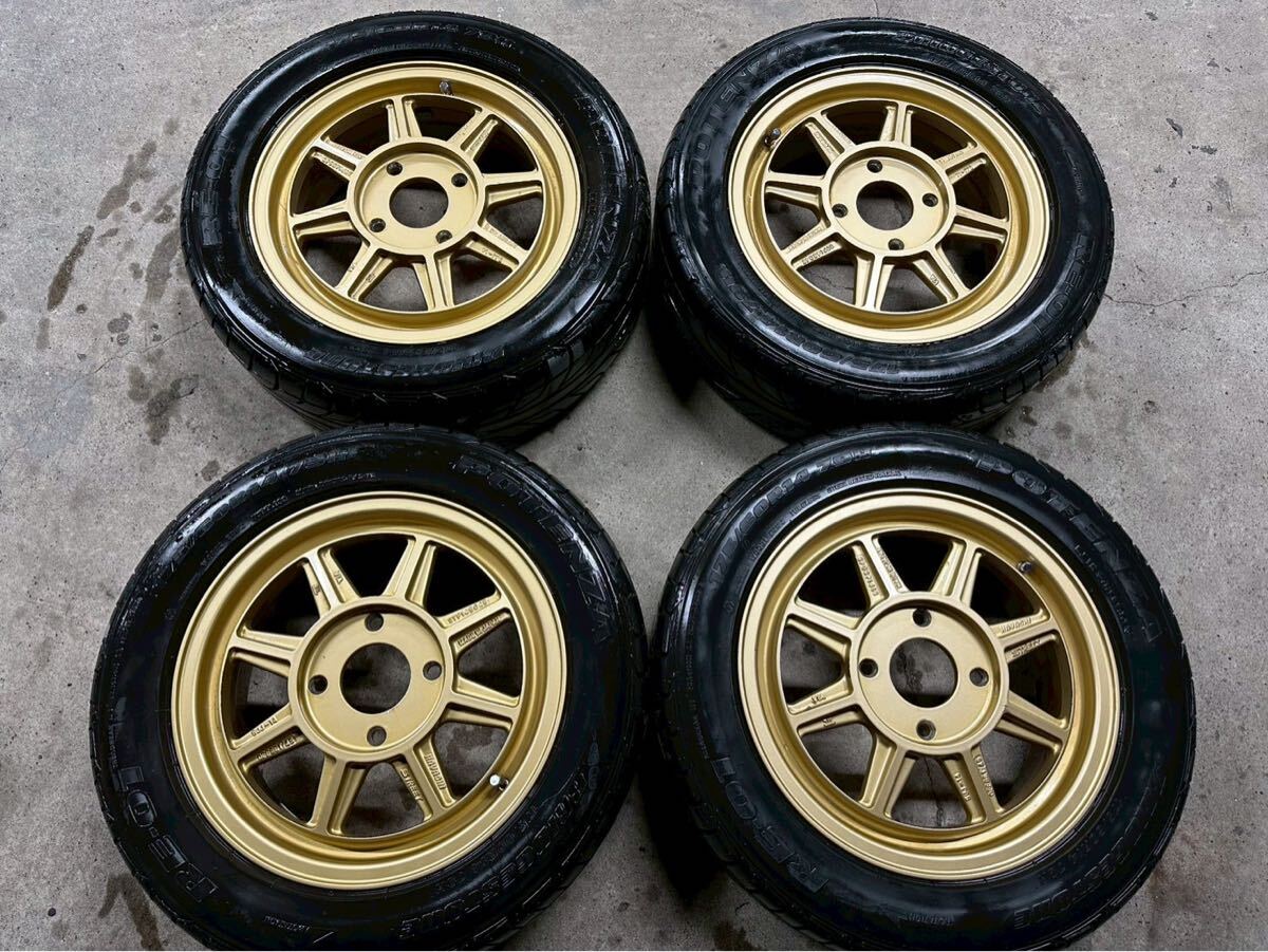 美品 希少 ハヤシ レーシング ストリート STF オプションカラー ゴールド ブロンズ 14インチ 4穴 PCD114.3 5J +45 175 60 14 ポテンザ 拍卖