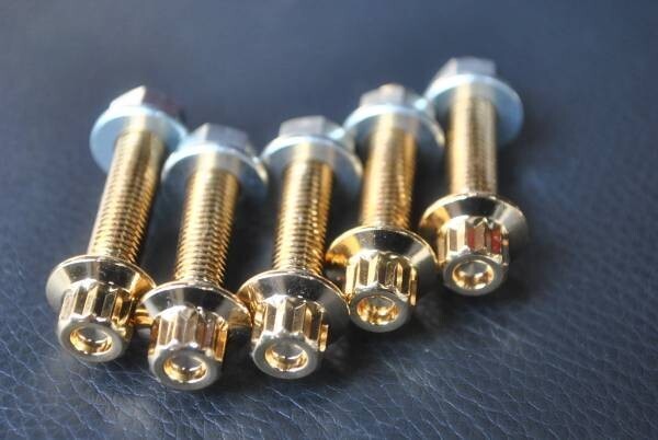 ゴールドメッキ アルミホイール交換用ピアスボルト M7×32mm 80本 ナット付拍卖