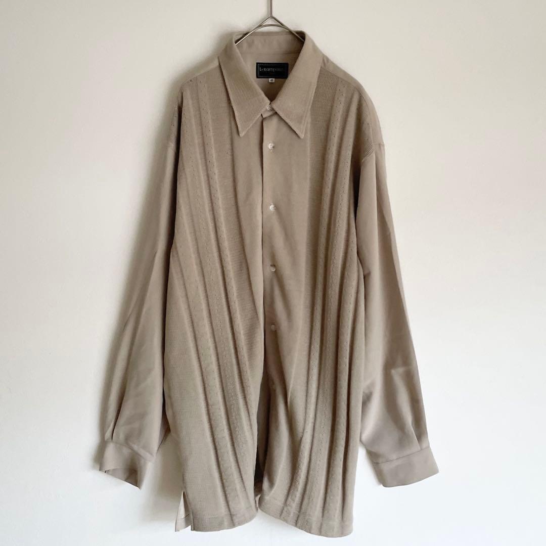 【一点物】ヴィンテージ イタリア製 切り替え 長袖シャツ ニットポロ ゆるダボ拍卖