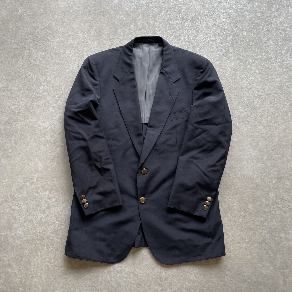美品 BALMORAL バルモラル 紺ブレザー ジャケット AB4 金ボタン モヘア混 ウール混 ネイビー テーラードジャケット メンズ ビジネス 高級拍卖