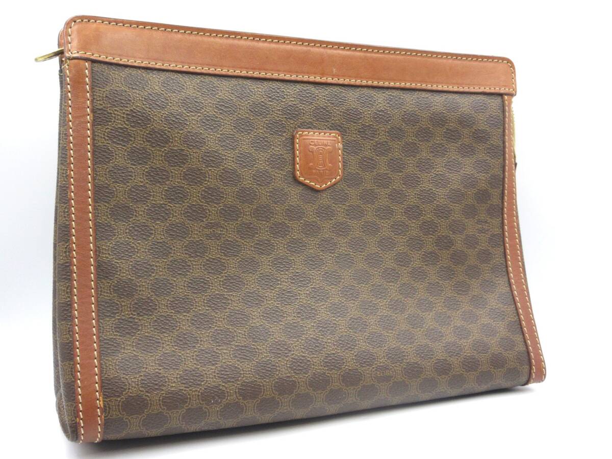 ◎CELINE セリーヌ クラッチバッグ セカンドバッグ マカダム柄 ブラウン系 中古 長期個人保管品 現状品拍卖