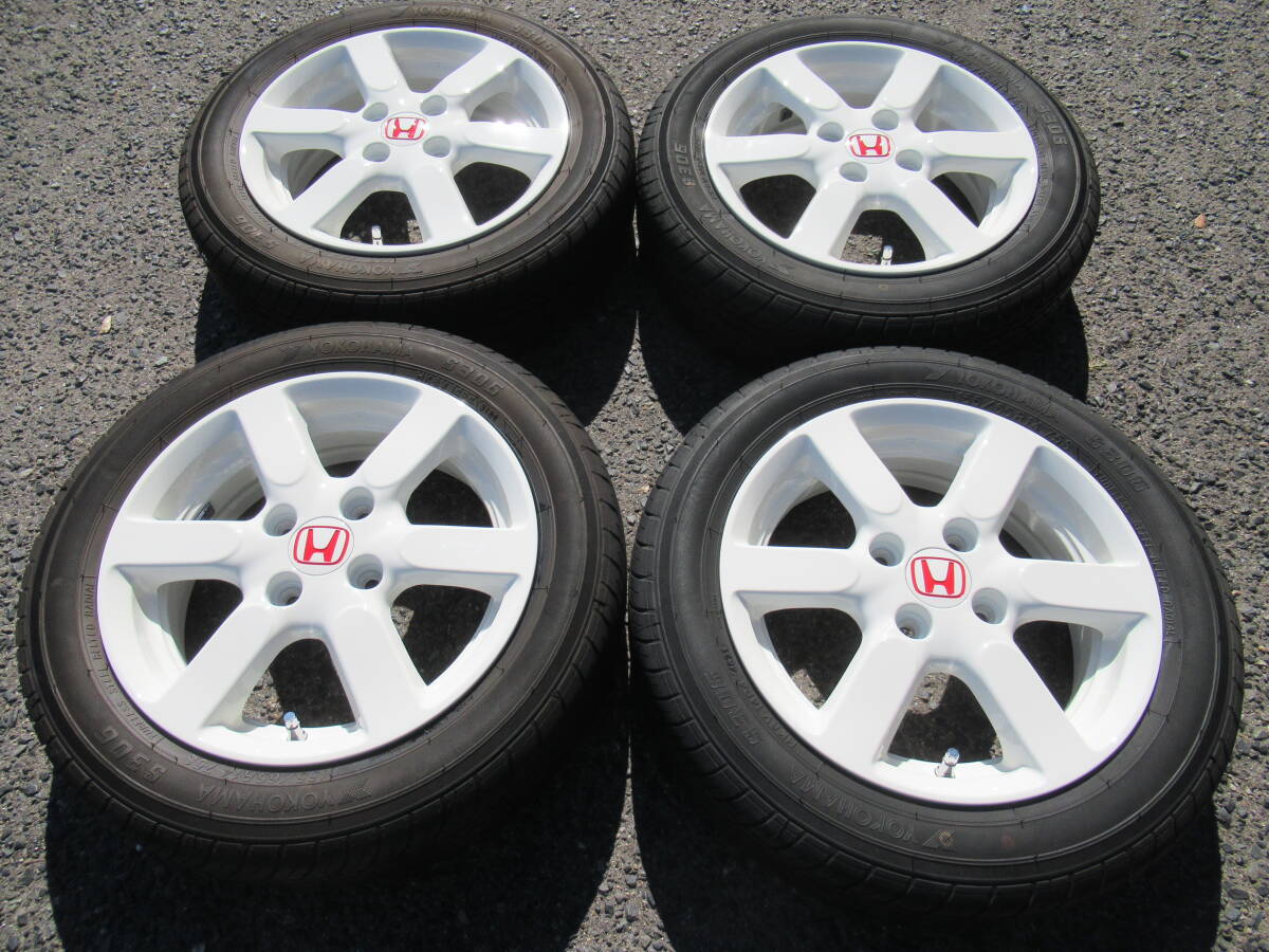 中古タイヤ☆155/65-14 155/65R14 ヨコハマ S306 ホンダ Nワン純正 チャンピオンシップホワイトX赤ロゴ 4.5J+40 Nバン Nボックス 手渡OK☆拍卖