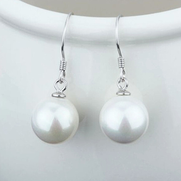 鮮やかな輝く 大粒 10mm 貝パール シルバー925 ピアス拍卖