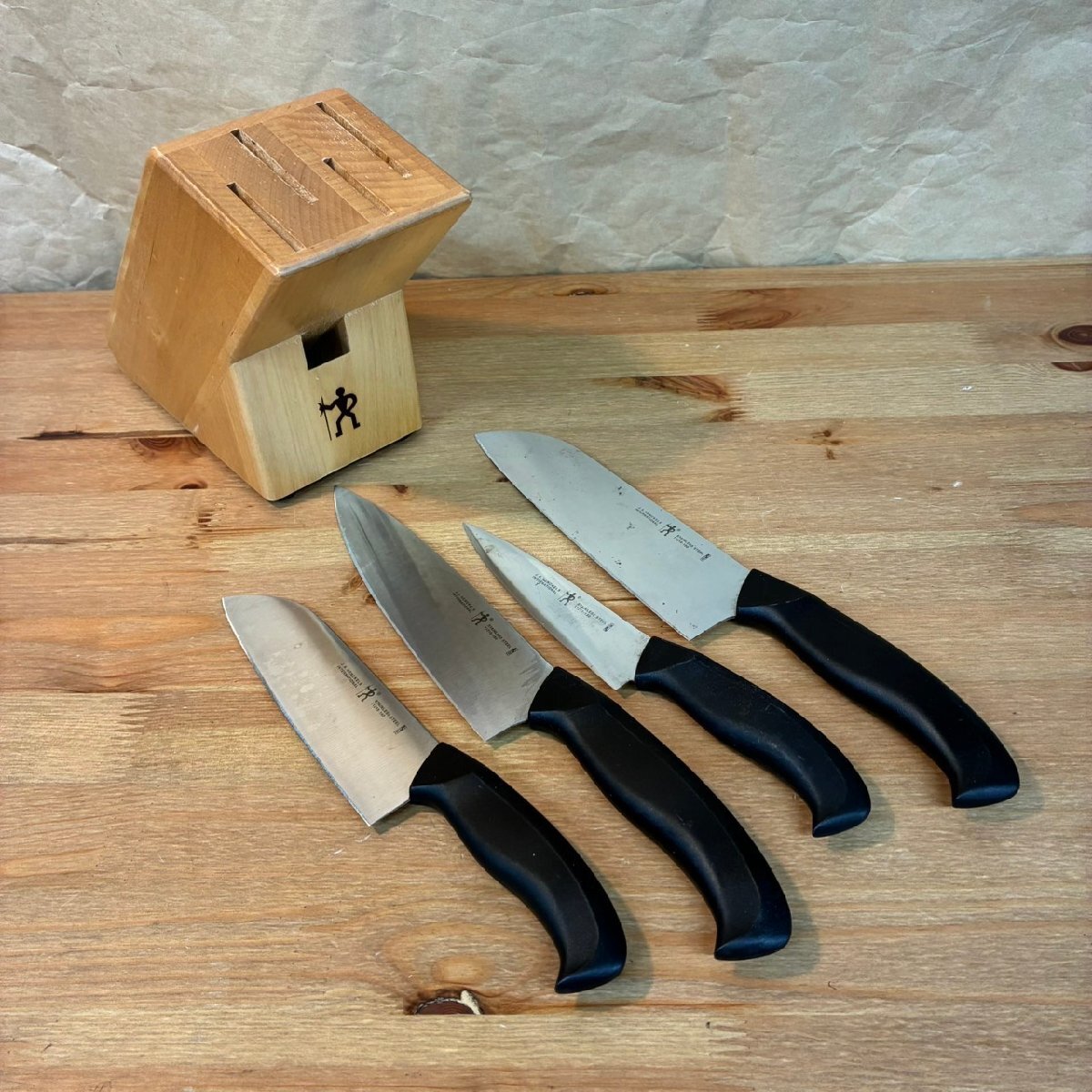 【k25110019】 ヘンケルス J.A.Henckels ナイフブロックセット キッチン用品 包丁4本セット 木製ボックス拍卖