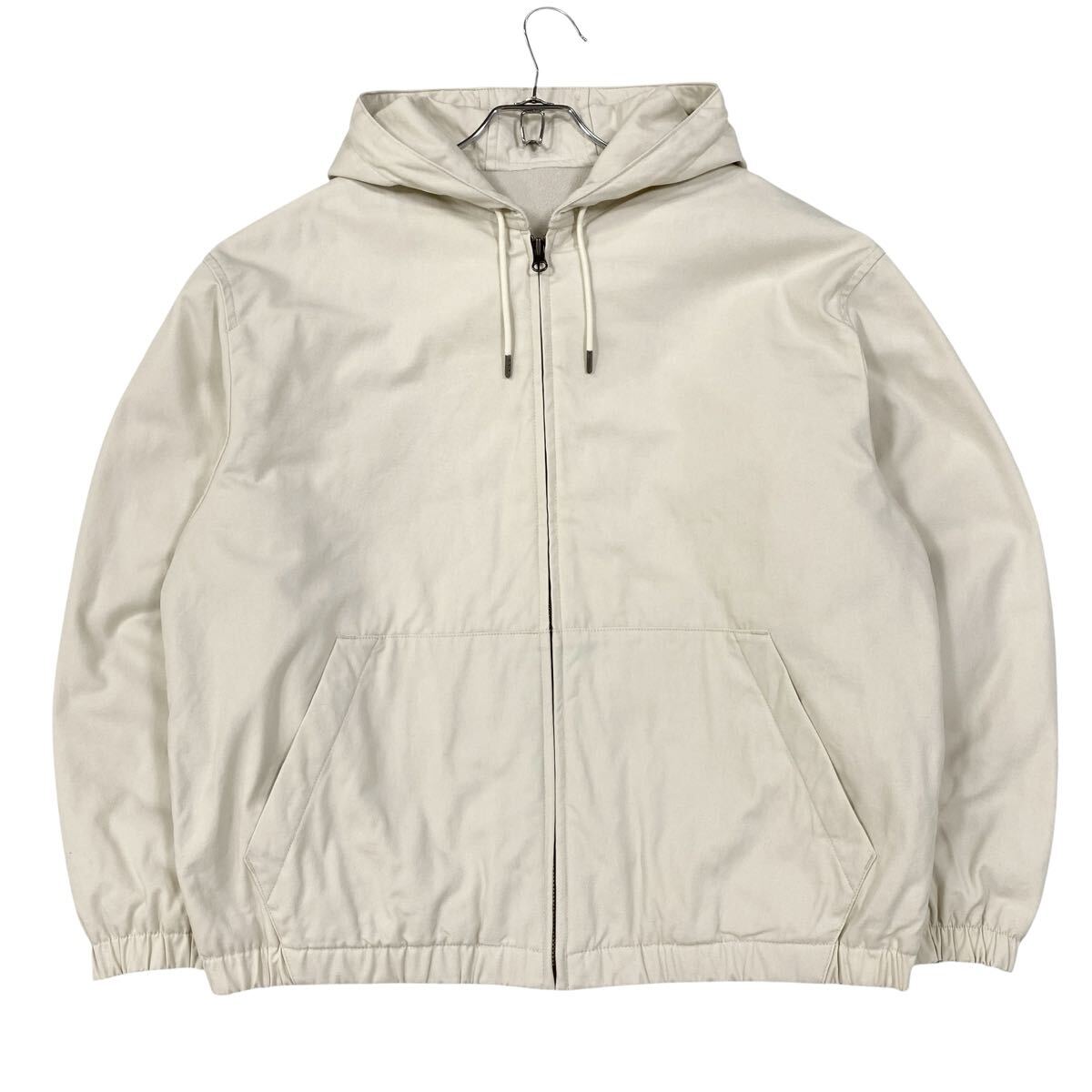 UNIQLO U/ユニクロユーフーデッドジップアップブルゾン キャンバス生地 メンズL オフホワイト ユールメールコレクション拍卖