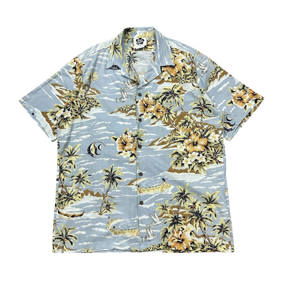 90's Vintage ハワイ製 Hilo Hattie アロハシャツ 飛魚柄 ハワイアンシャツ メンズL拍卖