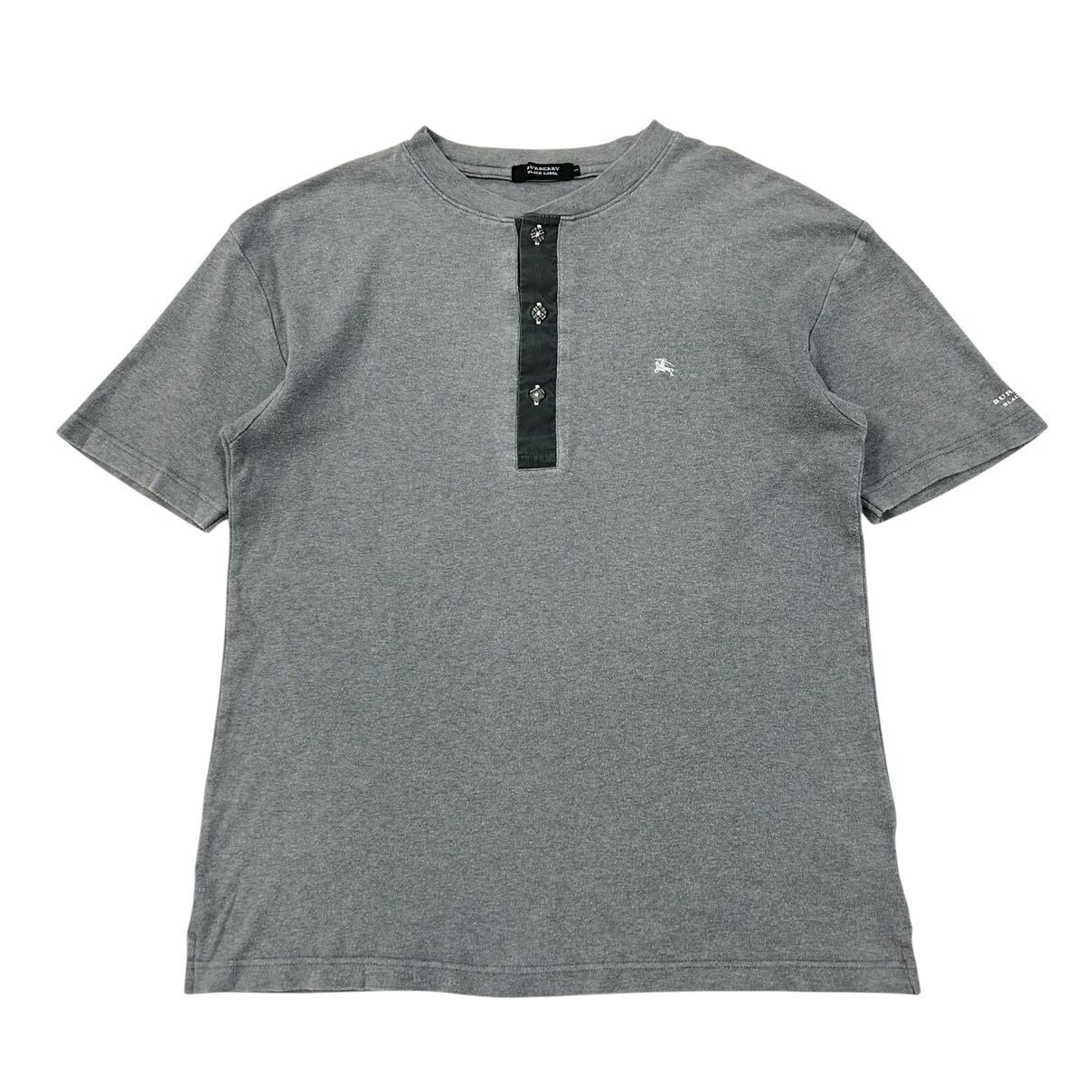 BURBERRY BLACK LABEL/バーバリーブラックレーベル ヘンリーネックTシャツ メンズ3 グレー系拍卖