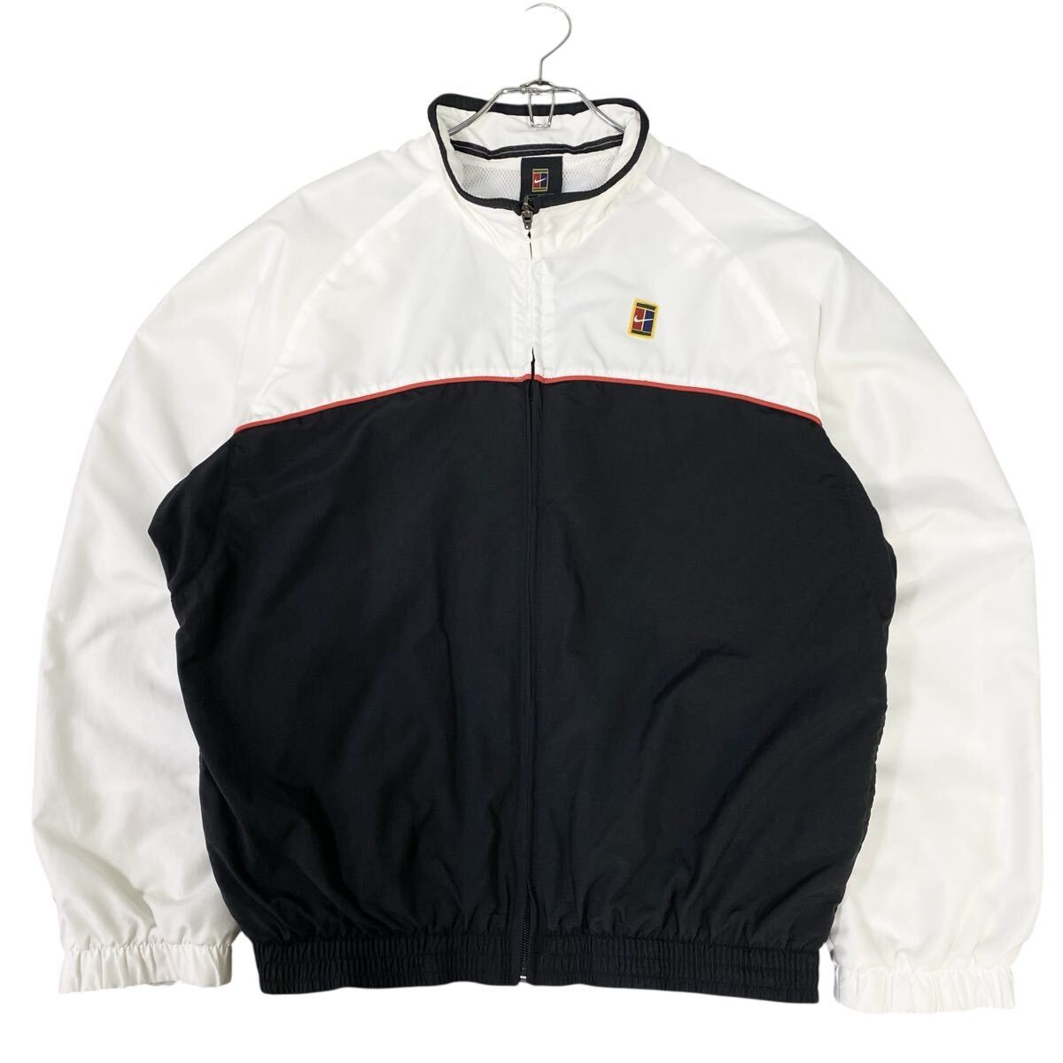 NIKE(ナイキ)ナイロンジャケット テニスウェア 裏地メッシュ メンズS ホワイト/ブラック拍卖