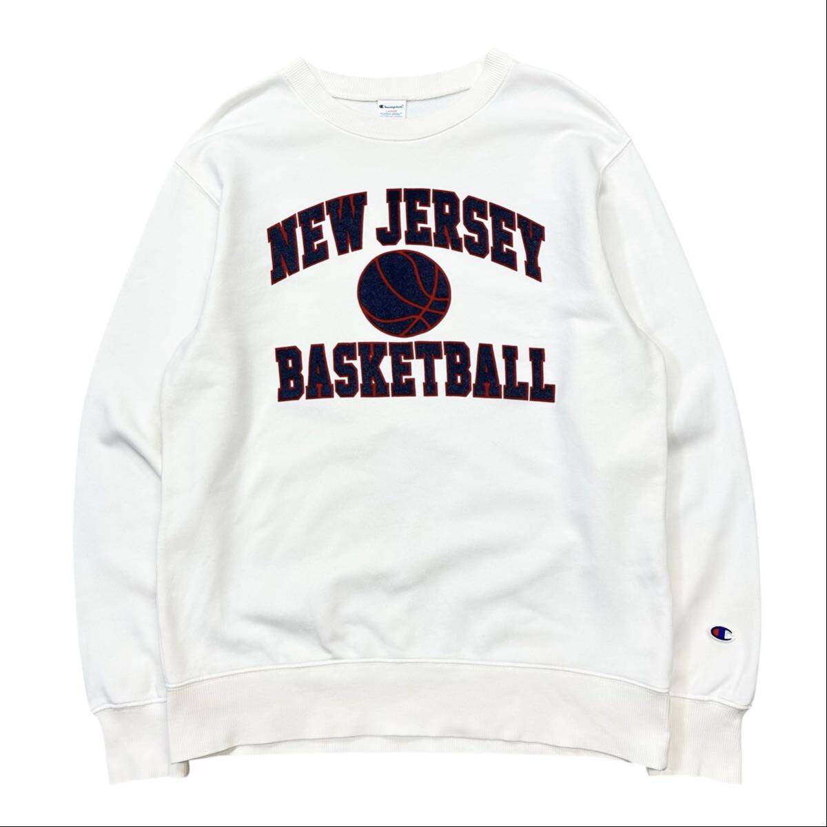 Champion/チャンピオン スウェットシャツ 目つき NEW JERSEY BASKET メンズL ホワイト トレーナー拍卖