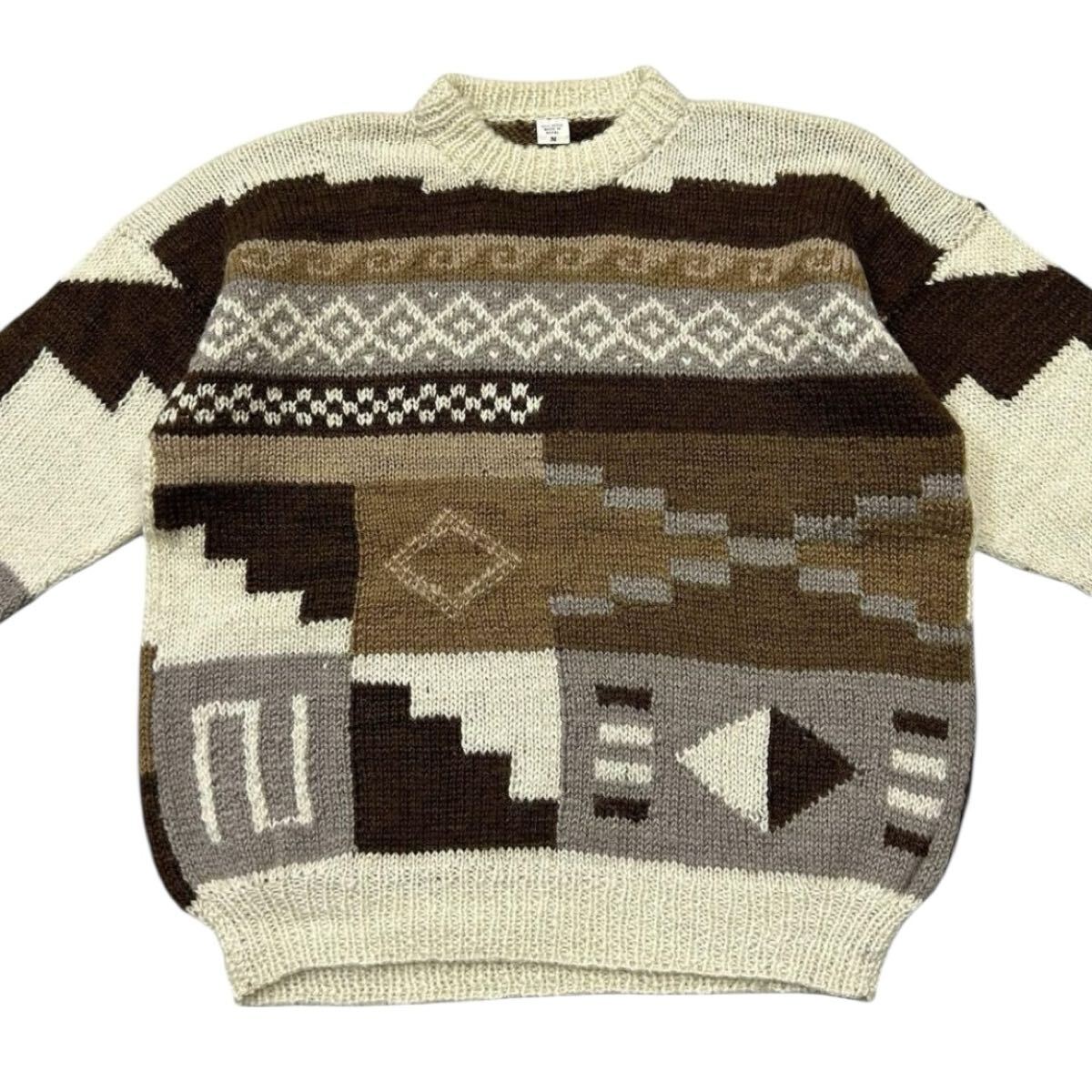 良品古着 ネパール製 デザインニット メンズM ウール100% 拍卖