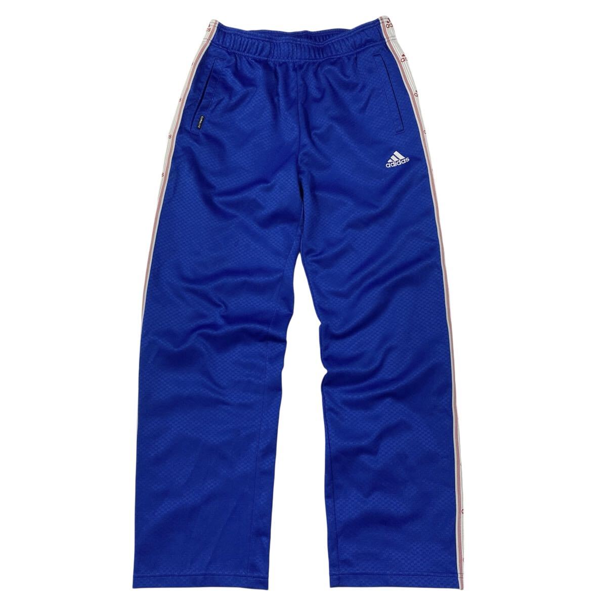 adidas(アディダス)トラックパンツ ジャージパンツ 刺繍ロゴ サイドライン メンズL ブルー系拍卖