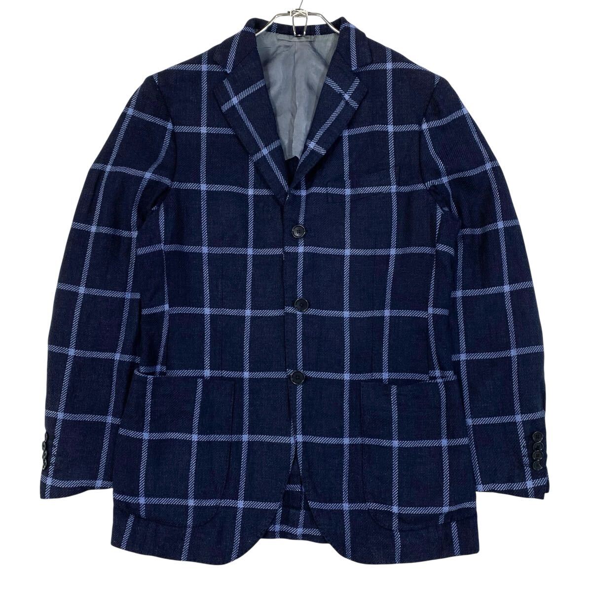 BEAMS(ビームス) テーラードジャケット シルク リネンミックス メンズ46 ネイビー系/ブルー系拍卖