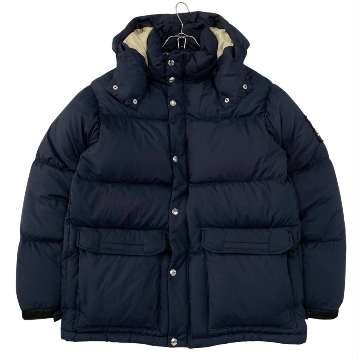 CAMP7(キャンプセブン)ダウンジャケット フード着脱可能 ワッペンロゴ メンズL ネイビー系拍卖