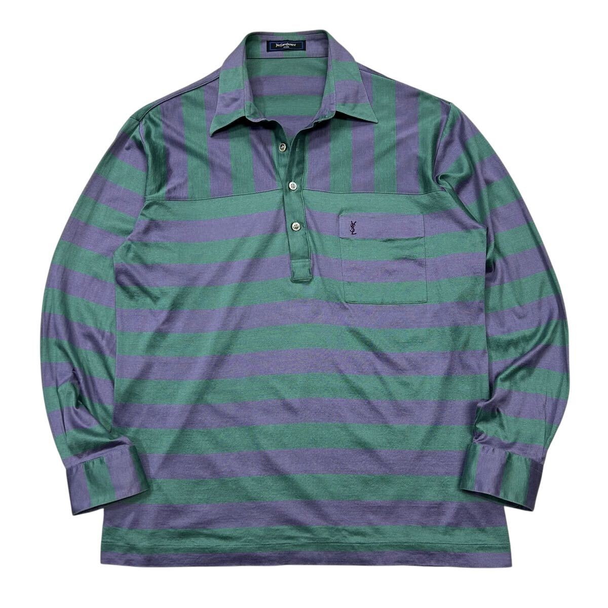 美品 90's オールド YSL イヴ・サンローラン 長袖ポロシャツ メンズL拍卖