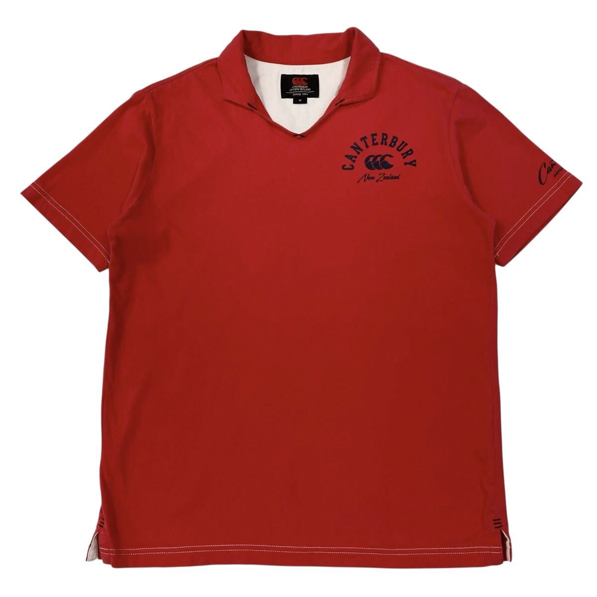 CANTERBURY(カンタベリー)半袖ポロシャツ プリントロゴ メンズM レッド系拍卖