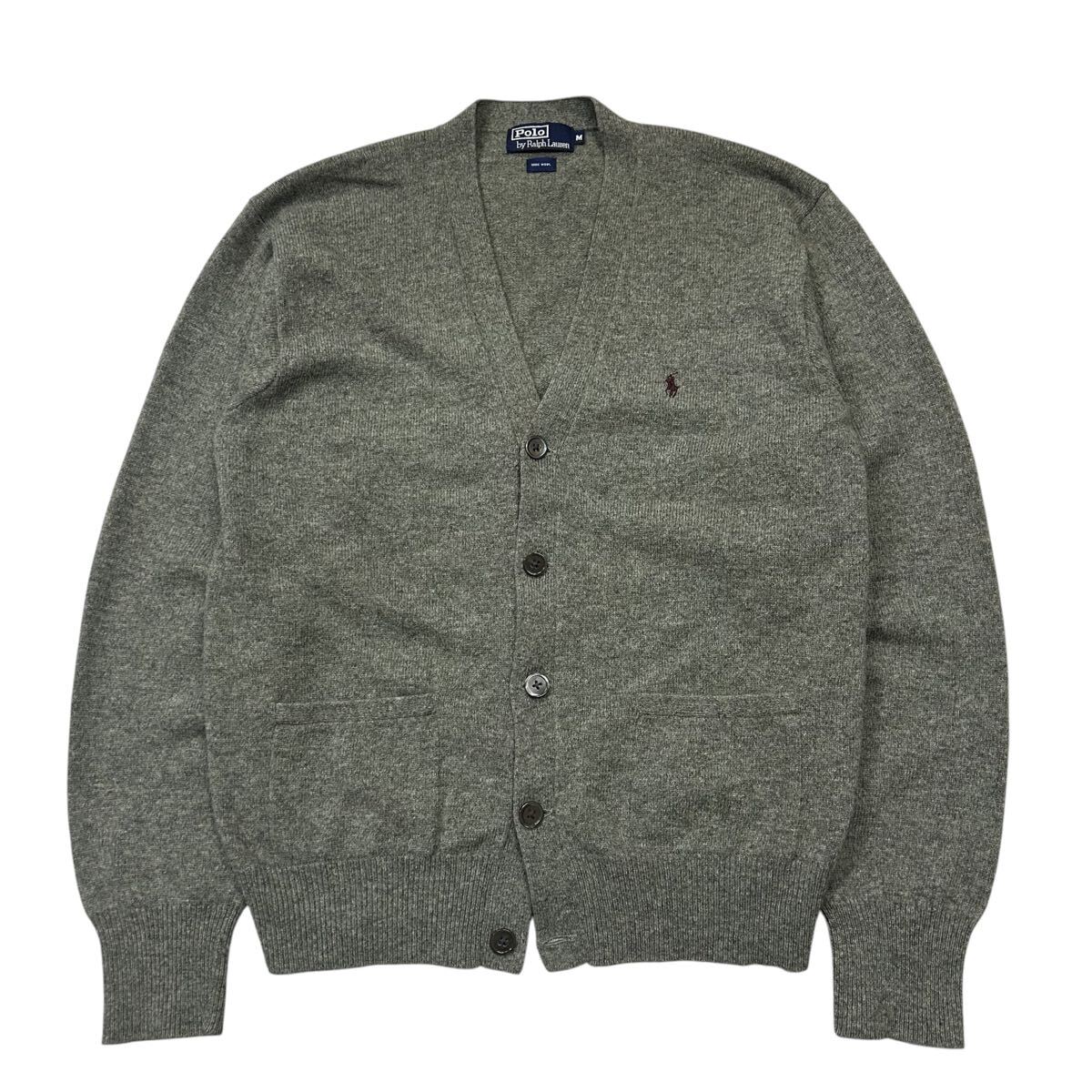 90's OLD Polo Ralph Lauren/ラルフローレン ニットカーディガン メンズM グレー系拍卖