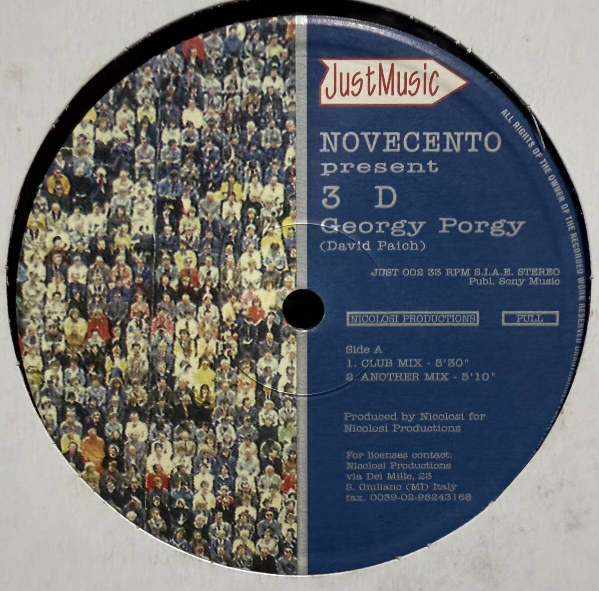 【廃盤12inch】Novecento Present 3 D / Georgy Porgy拍卖