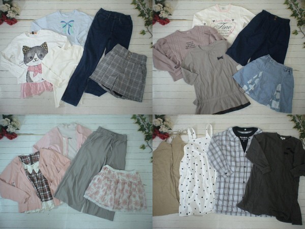 7-5257★130~140㎝サイズ・女の子・子供服★ナチュラルガーリー系★古着アイテム★60着セット★まとめ売り★古着拍卖