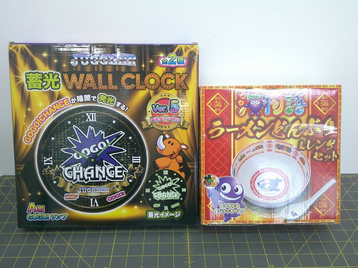 32 送80サ 1104YB12 海物語 ラーメンどんぶり & レンゲ セット ジャグラー 蓄光壁掛け時計 ver.5 WALL CLOCK 未開封拍卖