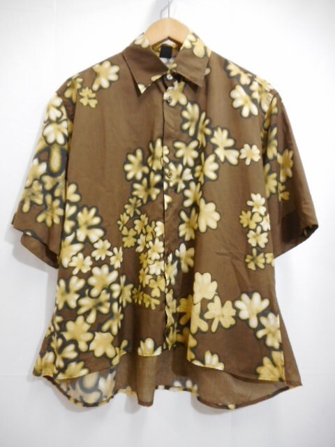 67 送60サ 1008YD15 Y's YOHJI YAMAMOTO ヨウジヤマモト メンズ 総柄半袖シャツ YO-B44-979 ブラウン系 サイズ3 中古品拍卖