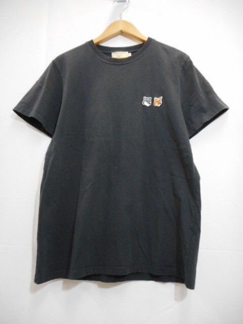67 送60サ 1029YD06 MAISON KITSUNE メゾンキツネ ダブルフォックス 半袖Tシャツ ブラック サイズS 中古品拍卖