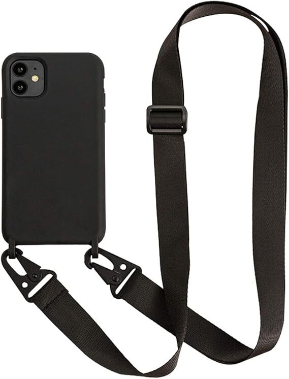 UnnFiko for iPhone 15 Pro Maxケース ネックストラップ スマホケース シリコン 保護カバー 携帯ストラップ (iPhone 15 Pro Max,Black)拍卖
