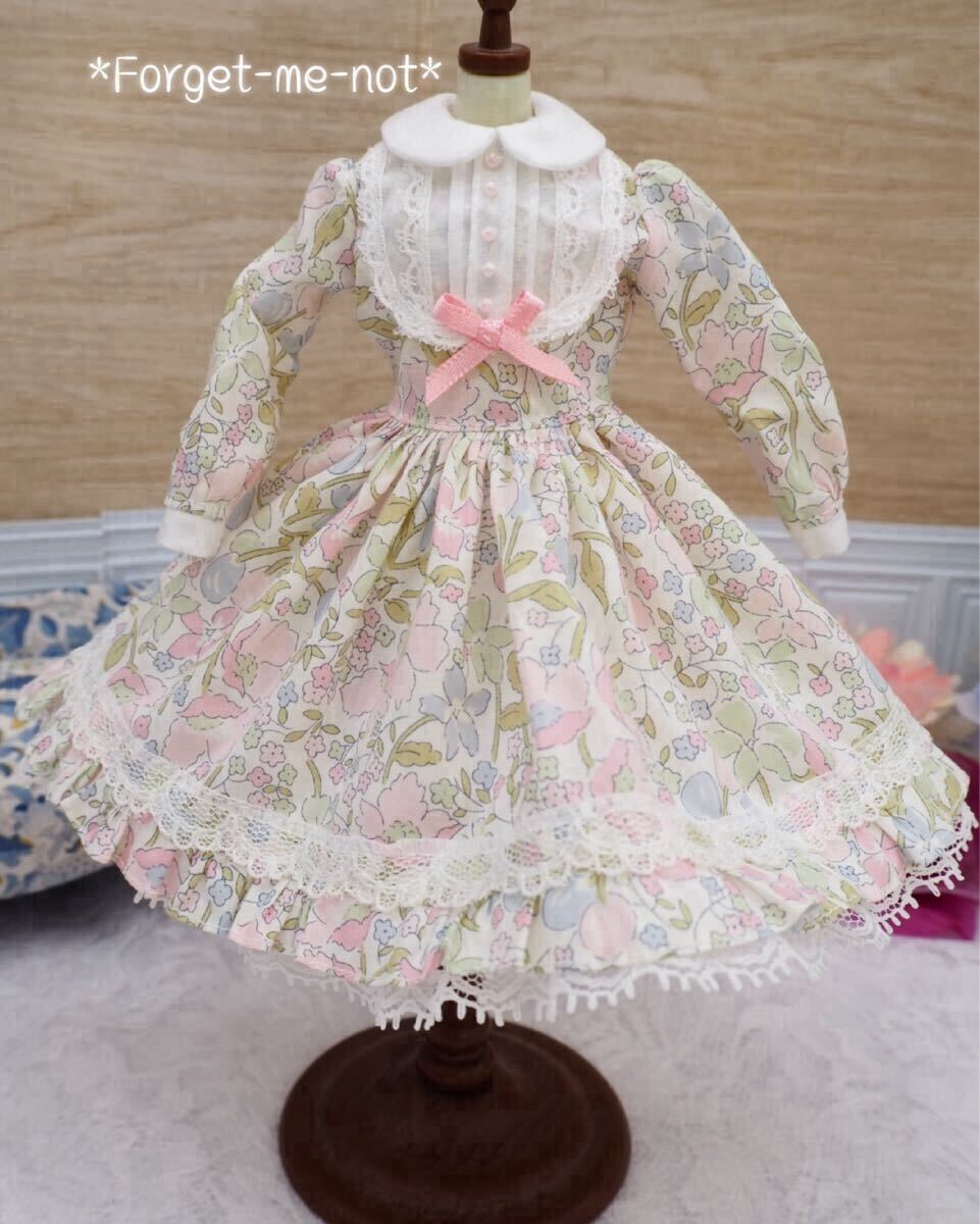 〜小花柄ドレス〜ピンク〜 22cm ドール 一点物 手作り リバティ ワンピース ドレスセット *Forget-me-not*拍卖
