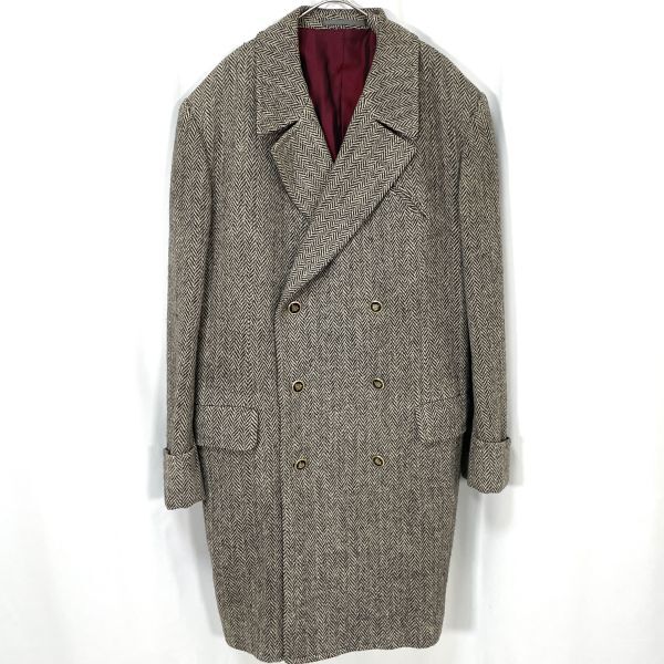 英國屋 ヘリンボーン ダブルブレスト コート ウール100% キュプラ総裏地 銀座テーラー拍卖