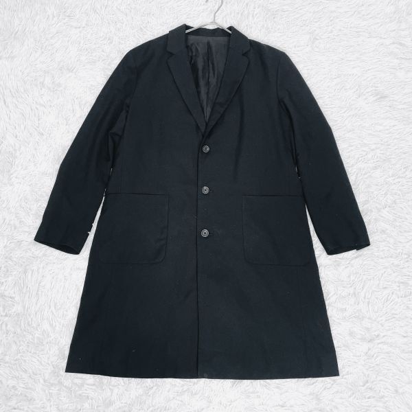 ナノユニバース NANO UNIVERSE テーラードコート Mサイズ ブラック ポリレーヨン キュプラ裏地拍卖