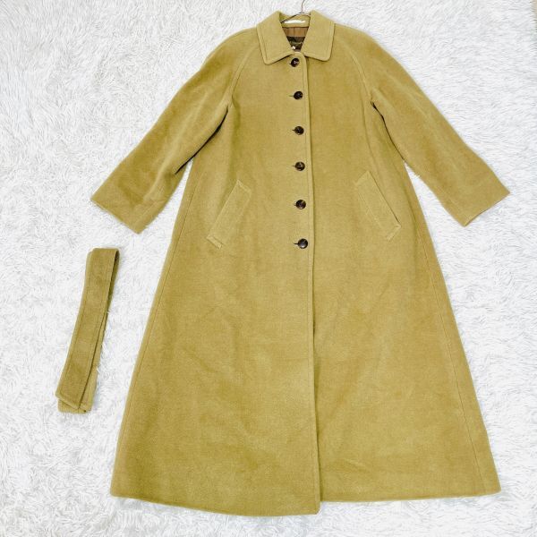 Paul Stuart ポールスチュアート ウールシルク混 ロングコート ベルト付き キャメル ベージュ メンズ ステンカラー拍卖