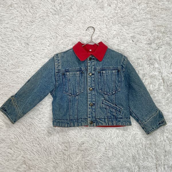 ARMANI JEANS アルマーニジーンズ デニムジャケット レッドウール切替 イタリア製 レディース ジージャン 28拍卖