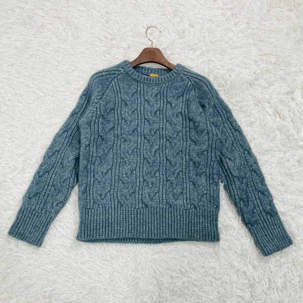 ESTIVANT ニットセーター ケーブル編み ブルー Mサイズ ウール混 日之出出版 Y拍卖