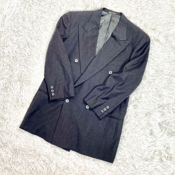 希少 GIORGIO ARMANI ジョルジオ アルマーニ LE COLLEZIONI ピュアウール ダブルジャケット チャコールグレー イタリア製 ヴィンテージ X拍卖