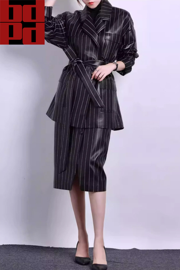 ラムレザー プリント ツーウェイ セットアップ ショートジャケット スリットスカート レディース 秋冬 レザー きれいめ おしゃれ 上品 Y70拍卖