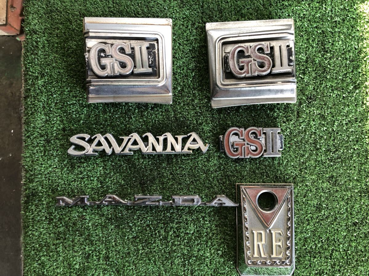 RX-3 S102A マツダ サバンナ エンブレム 計6点 色あせ、ハゲ、汚れ 1点折れあり 2点外れあり ピン折れ多数 レア 旧車 拍卖