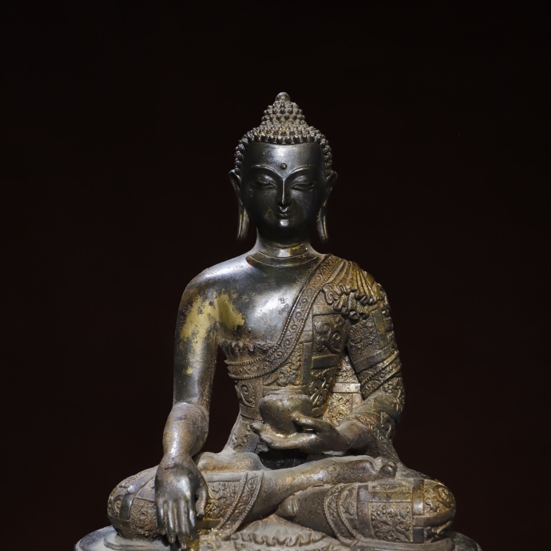 館蔵 古銅彫 拓金 藥師佛 仏像 宗教 古董品 時代物 賞物 貴重 稀少珍品 中国古美術 古美味 蔵出拍卖