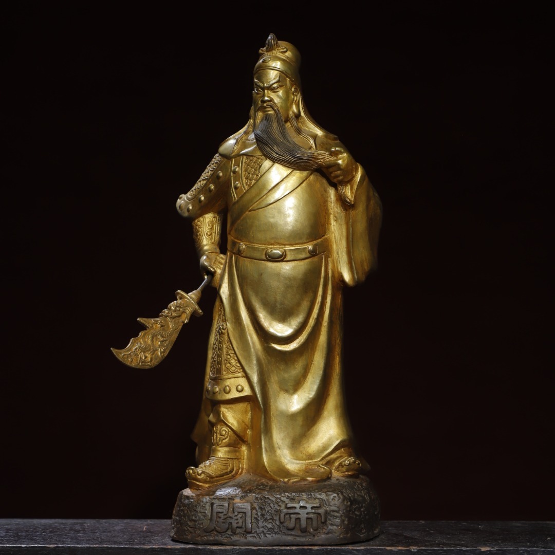 館蔵 古銅彫 塗金 關公 仏像 宗教 古董品 時代物 賞物 貴重 稀少珍品 中国古美術 古美味 蔵出拍卖