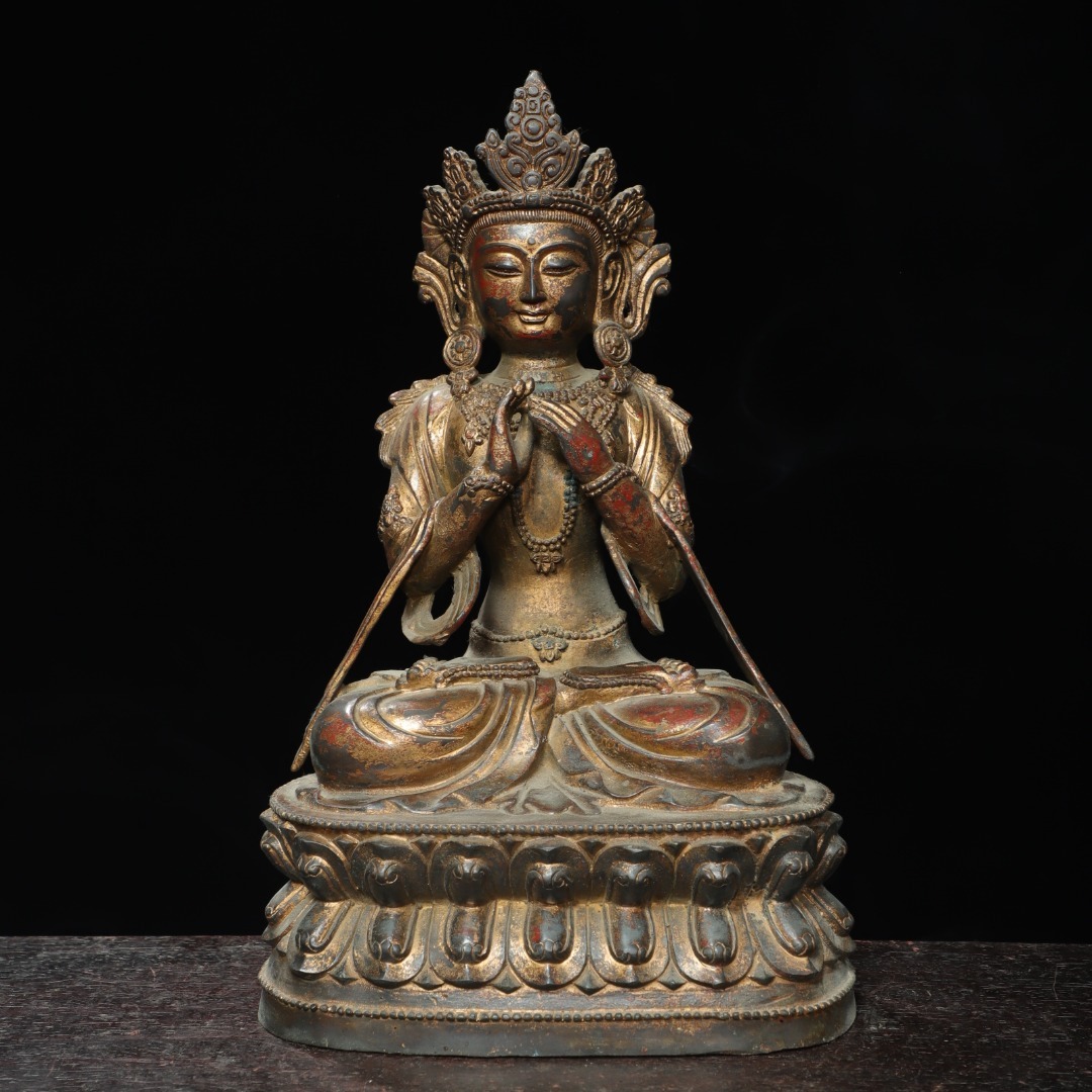 館蔵 古銅彫 泥金 金剛 仏像 古董品 時代物 賞物 貴重 稀少珍品 中国古美術 古美味 蔵出拍卖