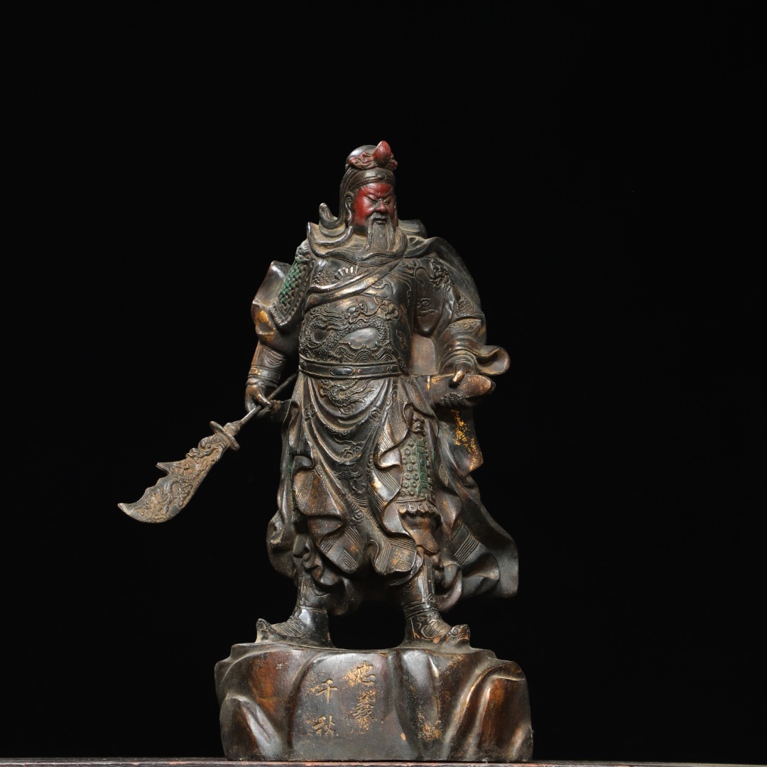 館蔵 古銅彫 拓金 關公 仏像 擺件 時代物 古置品 賞物 貴重 稀少珍品 中国古美術 古美味 蔵出拍卖