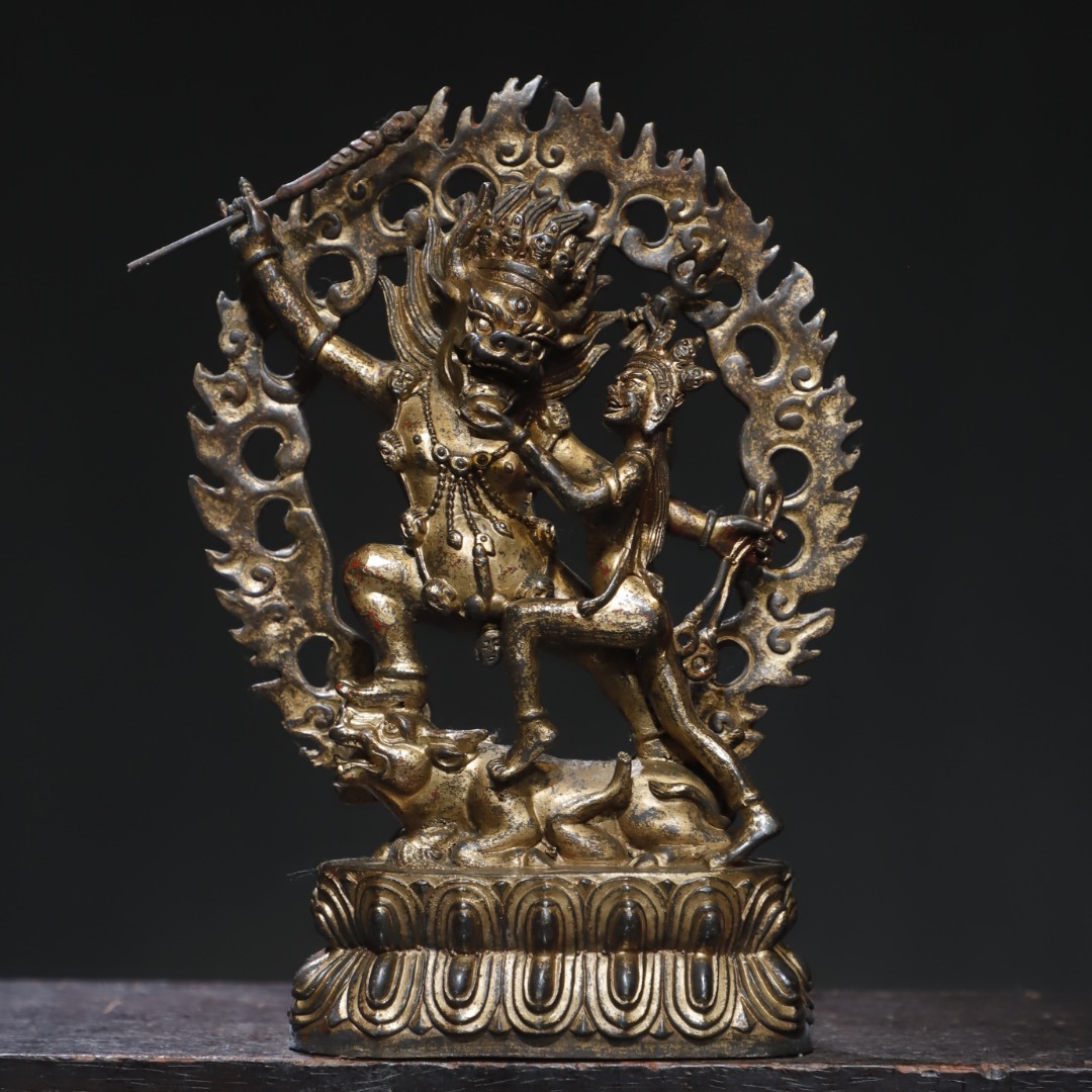 館蔵 古銅彫 泥金 地獄主 仏像 時代物 古置品 賞物 貴重 稀少珍品 中国古美術 古美味 蔵出拍卖