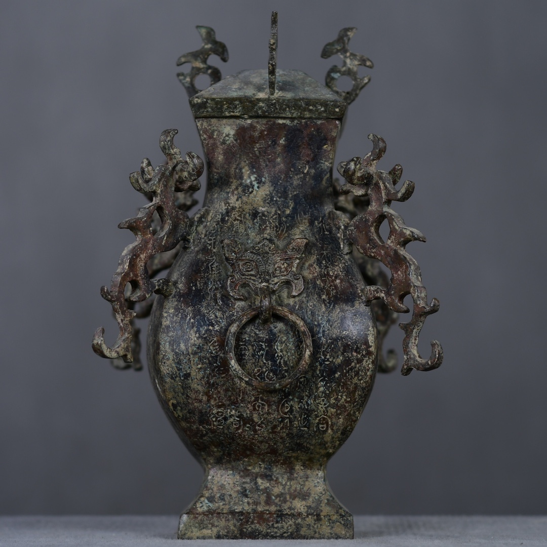 館蔵 戰國 青銅器 四龍方壺 古董品 時代物 賞物 貴重 稀少珍品 中国古美術 古美味 蔵出拍卖