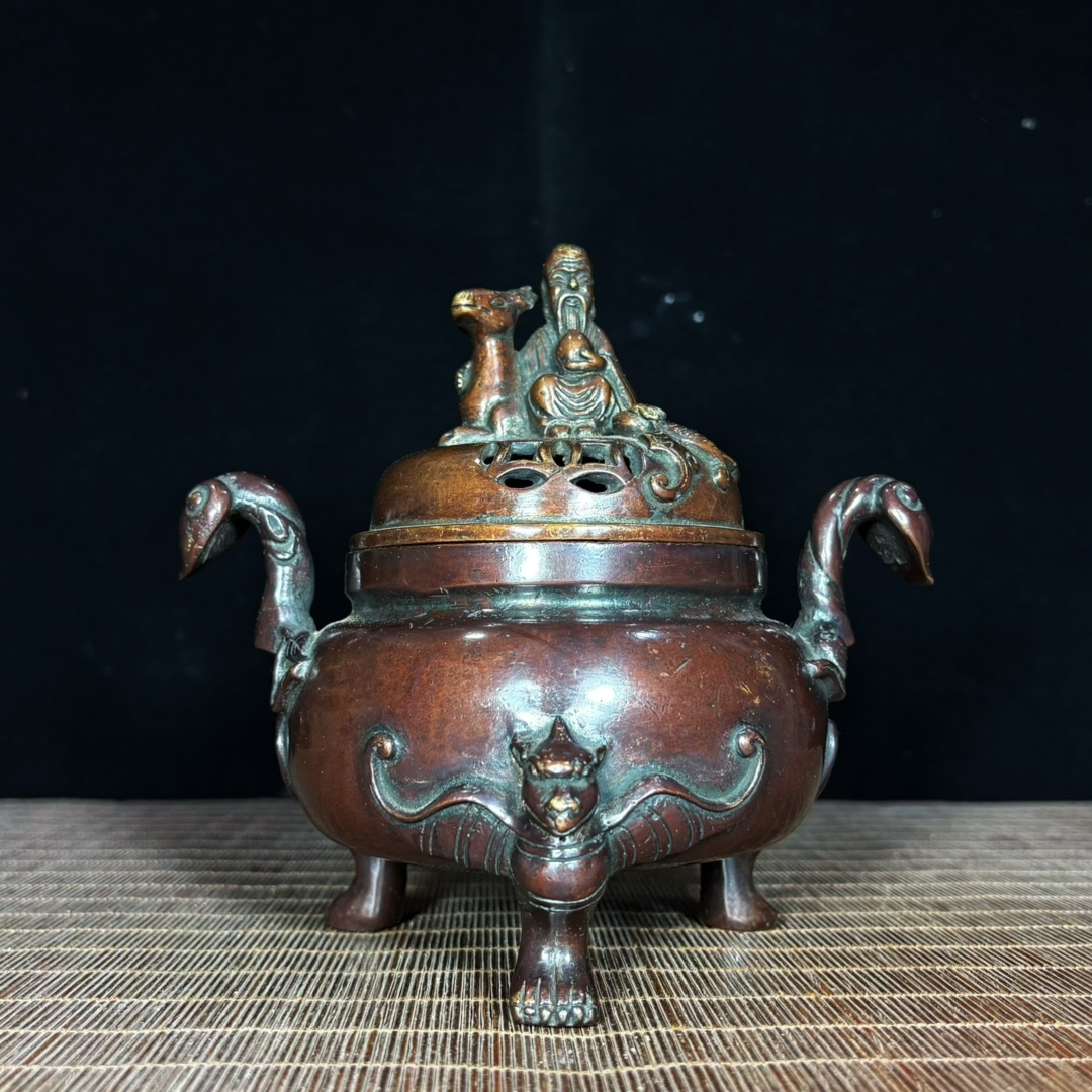 館蔵 古銅彫 福禄寿 香炉 古董品 時代物 賞物 貴重 稀少珍品 中国古美術 古美味 蔵出拍卖