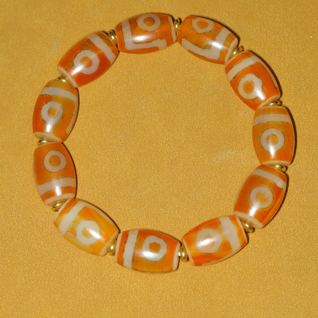 館蔵 兩眼天珠 手鏈 風水開運 自然風化 高油 根付 古董品 時代物 賞物 貴重 稀少珍品 中国古美術 古美味 蔵出拍卖