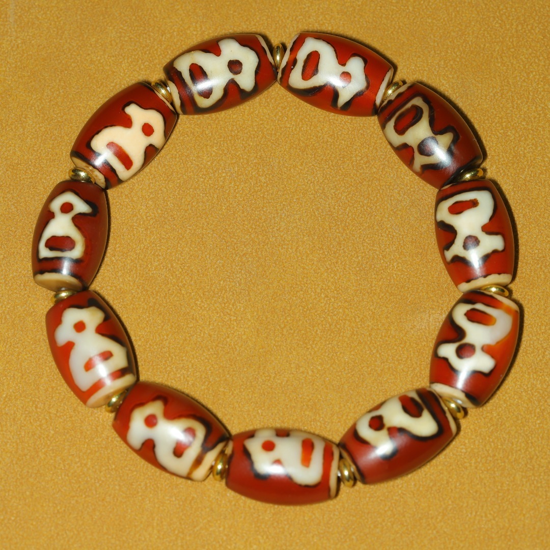 館蔵 財神天珠 手鏈 風水開運 自然風化 高油 根付 古董品 時代物 賞物 貴重 稀少珍品 中国古美術 古美味 蔵出拍卖