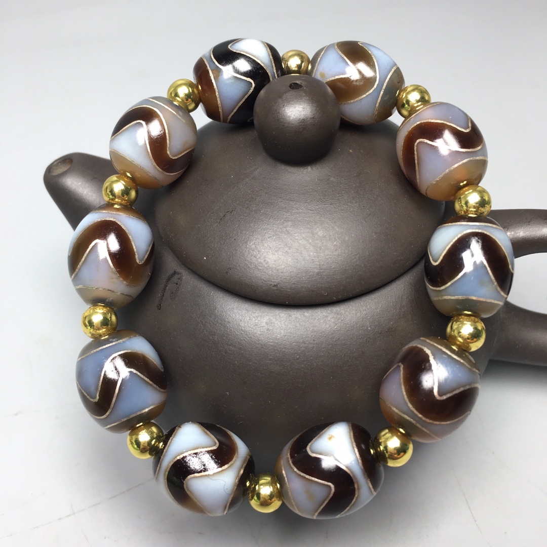 館蔵 虎牙天珠 手鏈 風水開運 自然風化 高油 根付 古董品 時代物 賞物 貴重 稀少珍品 中国古美術 古美味 蔵出拍卖