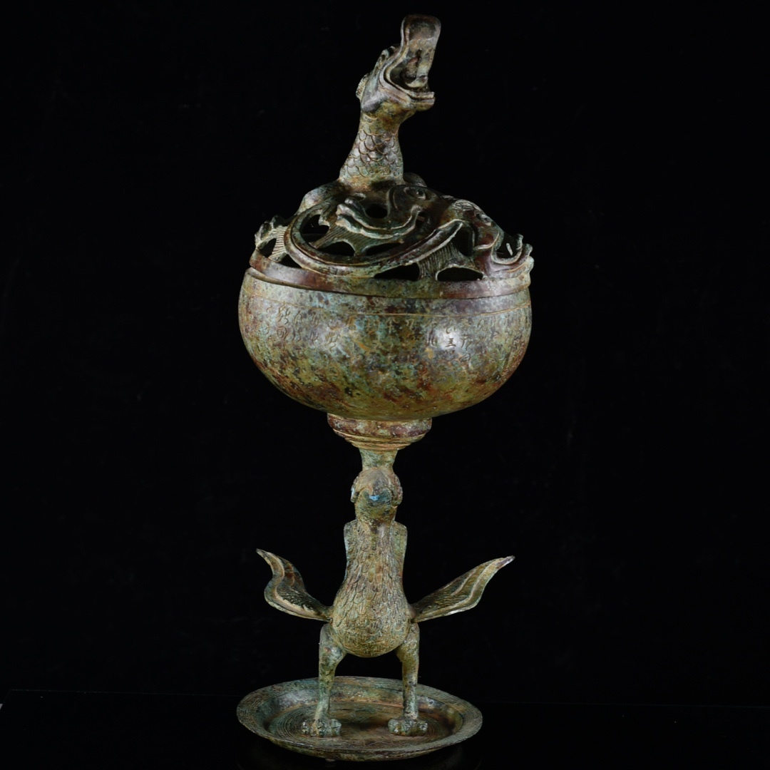 館蔵 戰國 青銅器 盤龍熏炉 時代物 古置品 賞物 貴重 稀少珍品 中国古美術 古美味 蔵出拍卖