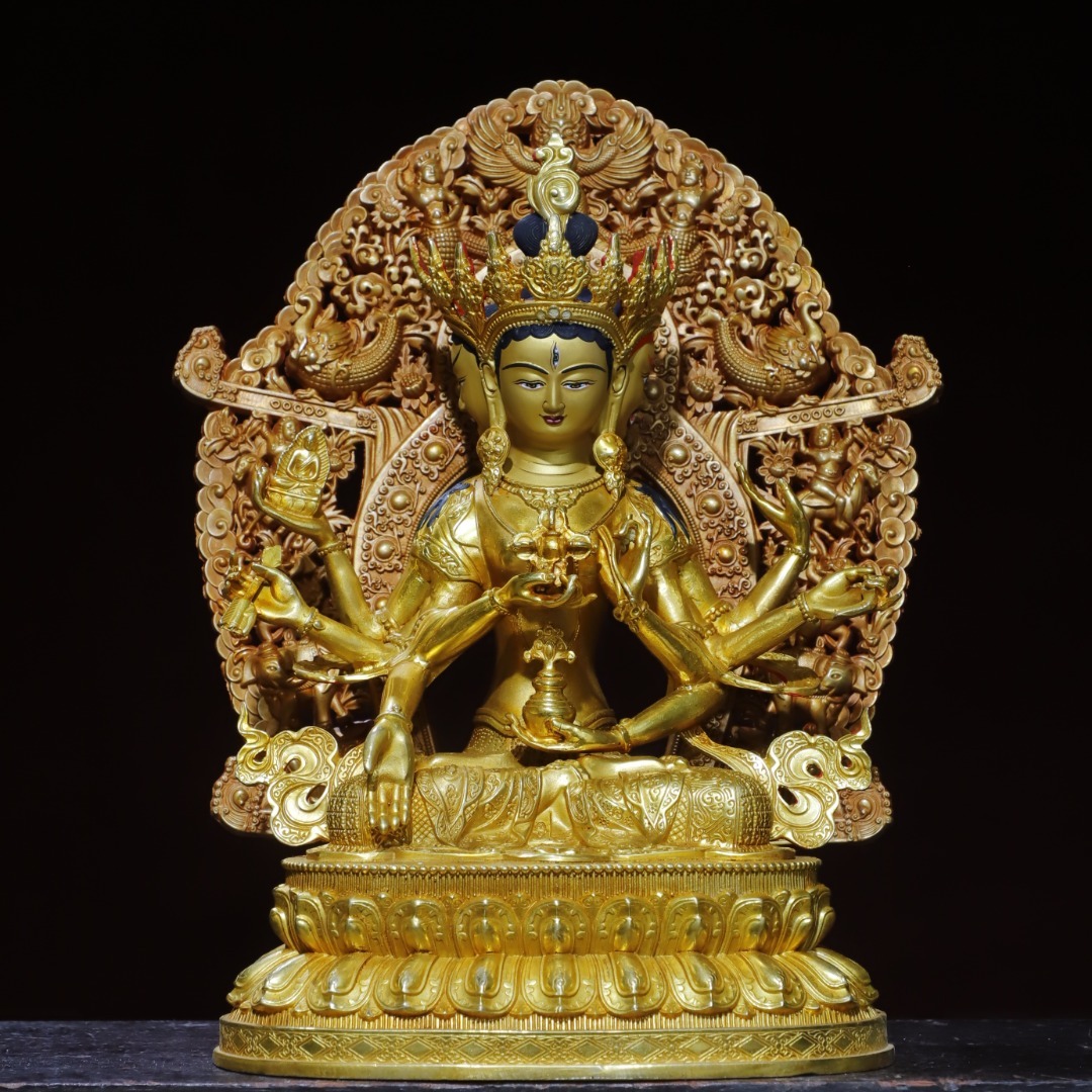 館蔵 古銅彫 塗金 描彩 仏母 仏像 宗教 古董品 時代物 賞物 貴重 稀少珍品 中国古美術 古美味 蔵出拍卖