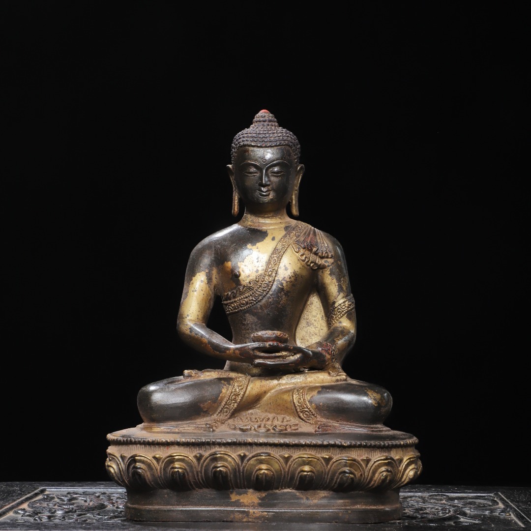 館蔵 古銅彫 拓金 釋迦牟尼 仏像 古董品 時代物 賞物 貴重 稀少珍品 中国古美術 古美味 蔵出拍卖